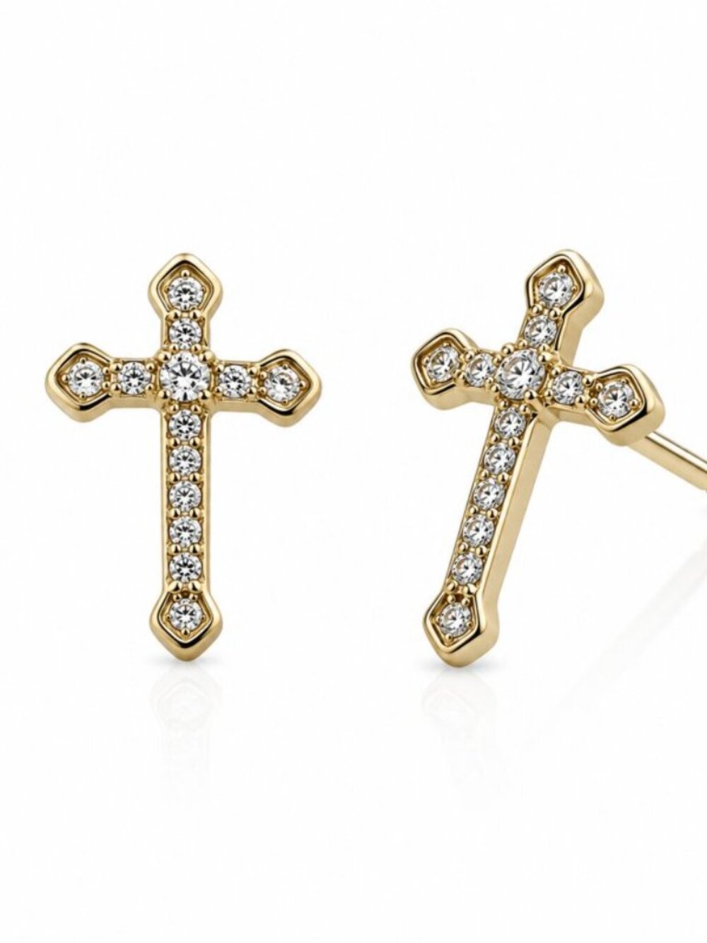 NWT Lola Cross Stud Earrings // 14kt Gold Vermeil + CZ